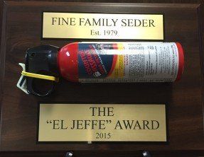 BEAR REPELLENT SPRAY WITH ENGRAVED PLATES MOUNTED ON PLAQUE — (bear spray supplied by customer)