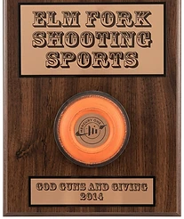 Authentic clay pigeon mounted on plaque with customized center insert 1