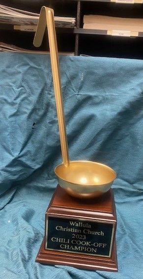 1st PLACE — 2023 — CHILI COOK-OFF — GOLDEN LADLE — AWARD — 14 INCH LADLE ON BASE
