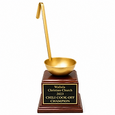 Golden Ladle Chili Cook-Off Award — Wallula Christian Church, 1st Place 2023, ladle mounted on a wooden base