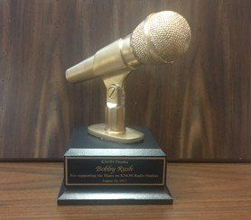 GOLDEN MICROPHONE — AWARD — ON WOODEN BASE — RFC-832