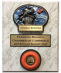 Authentic clay pigeon mounted on plaque with customized center insert 2